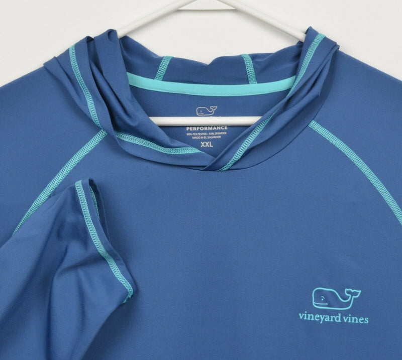 Vineyard Vines Performance Men's 2XL Blue Whale Lightweight Sun Shirt Hoodie