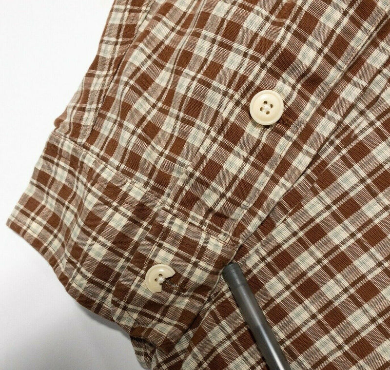 Polo Ralph Lauren Shirt Men's 2XL Brown Check Long Sleeve Button-Front Casual