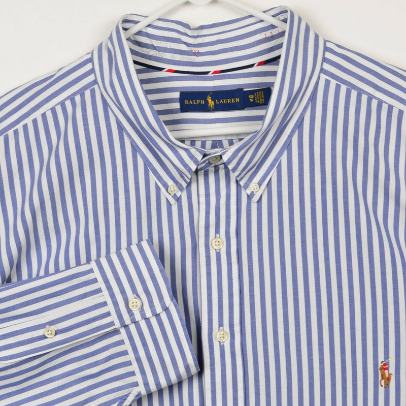 Polo Ralph Lauren Men's 5XB (5XL Big) Blue White Striped Button-Down Shirt