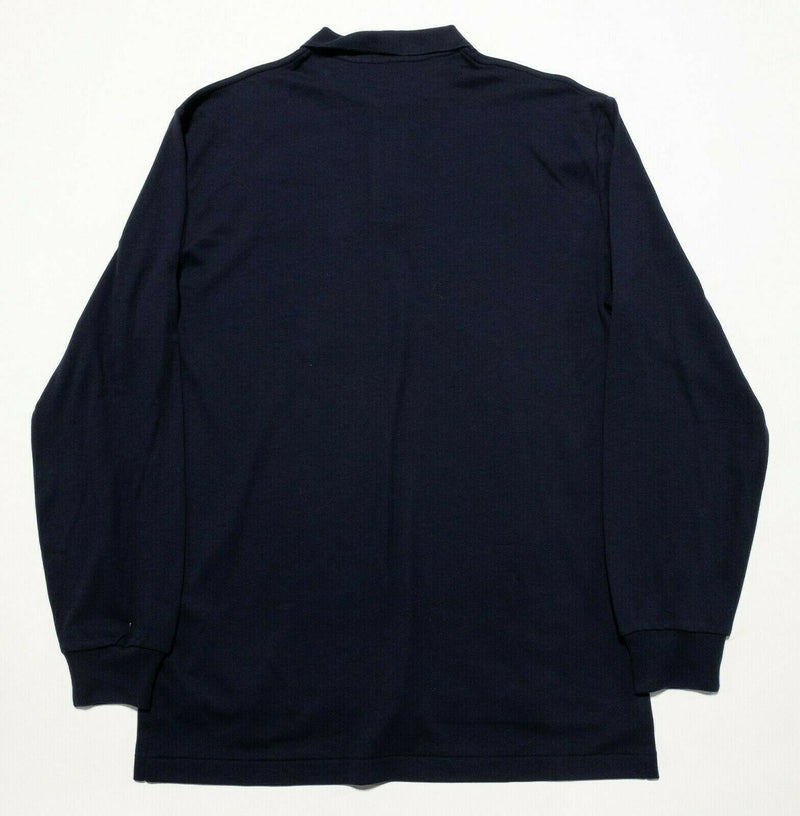 Polo Ralph Lauren Men's Medium Solid Navy Blue Blue Long Sleeve Polo Shirt