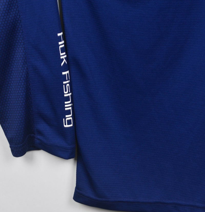 HUK Performance Men's XL Fishing Navy Blue Ocean Scales 1/4 Zip Activewear Top