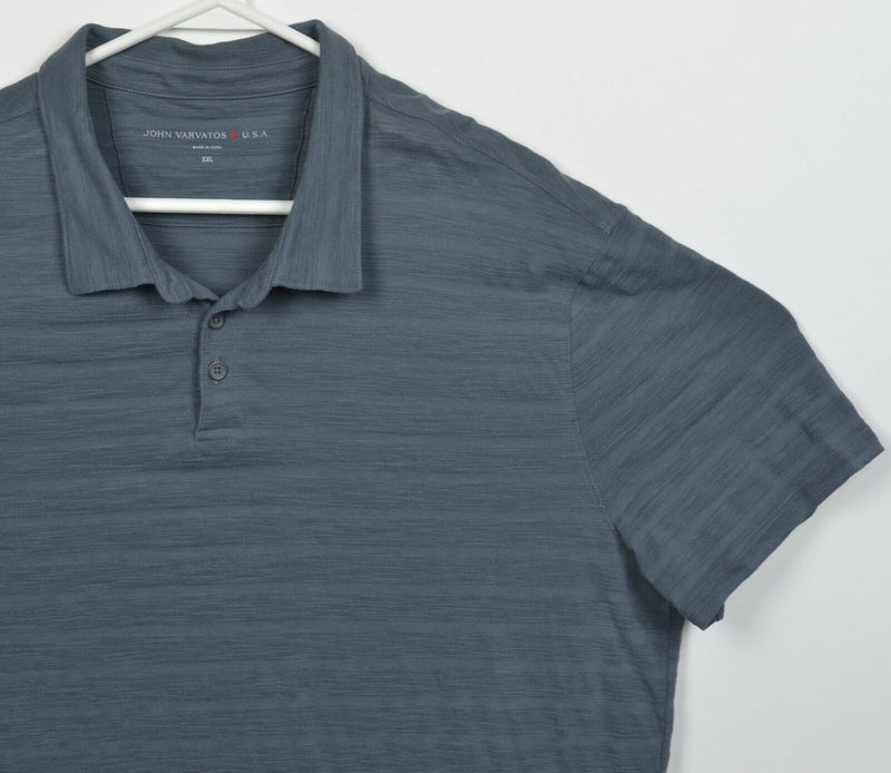 John Varvatos USA Men's 2XL Blue Striped Short Sleeve Designer Polo Shirt