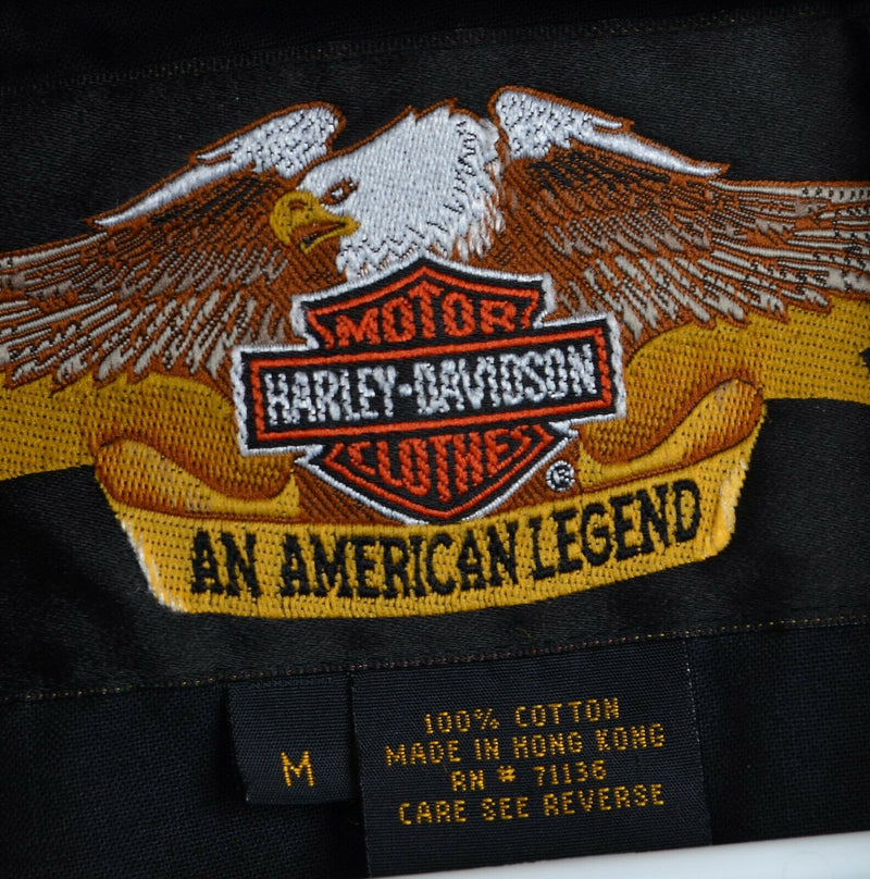 Vtg Harley-Davidson Men's Sz Medium Black Orange Motorcycle Riding Bomber Jacket