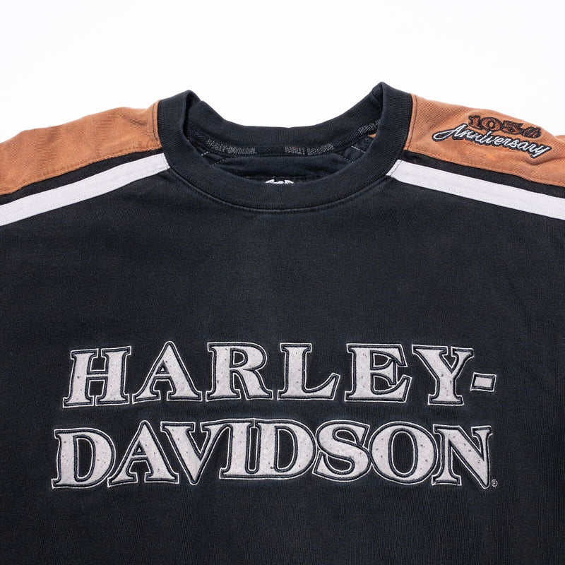 Harley-Davidson 105th Anniversary Sweatshirt Men's Large Wing Logo Black Orange