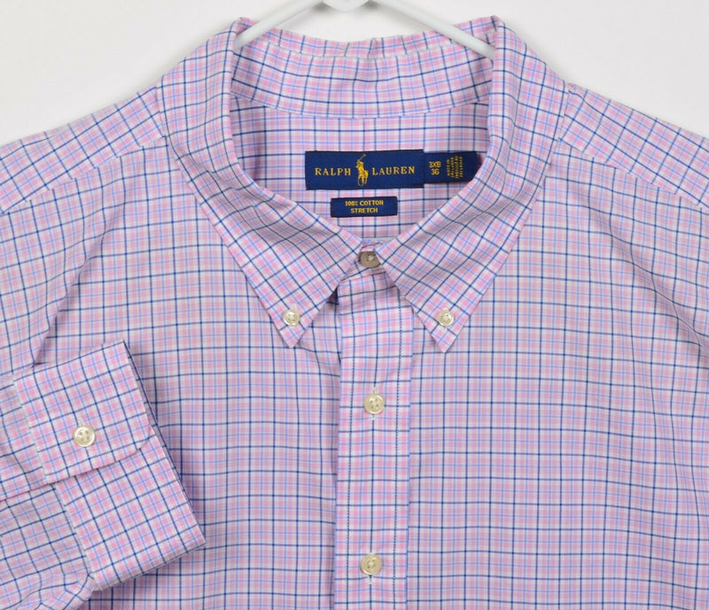 Polo Ralph Lauren Men 3XB (3XL Big) Pink Plaid Cotton Stretch Button-Down Shirt