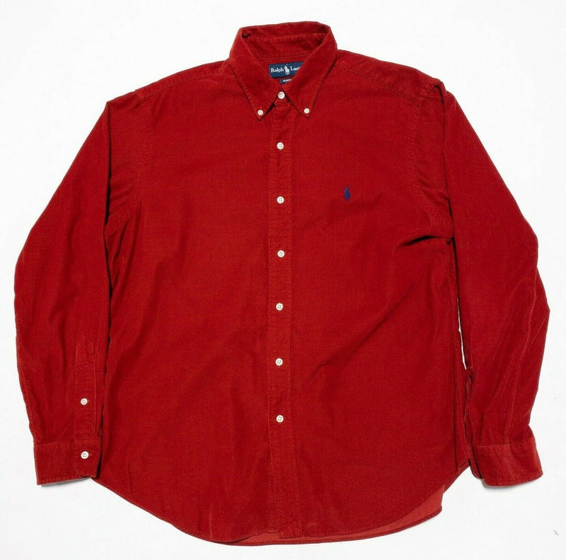 Polo Ralph Lauren Corduroy Shirt Men's Large Classic Vintage 90s Button-Down Red
