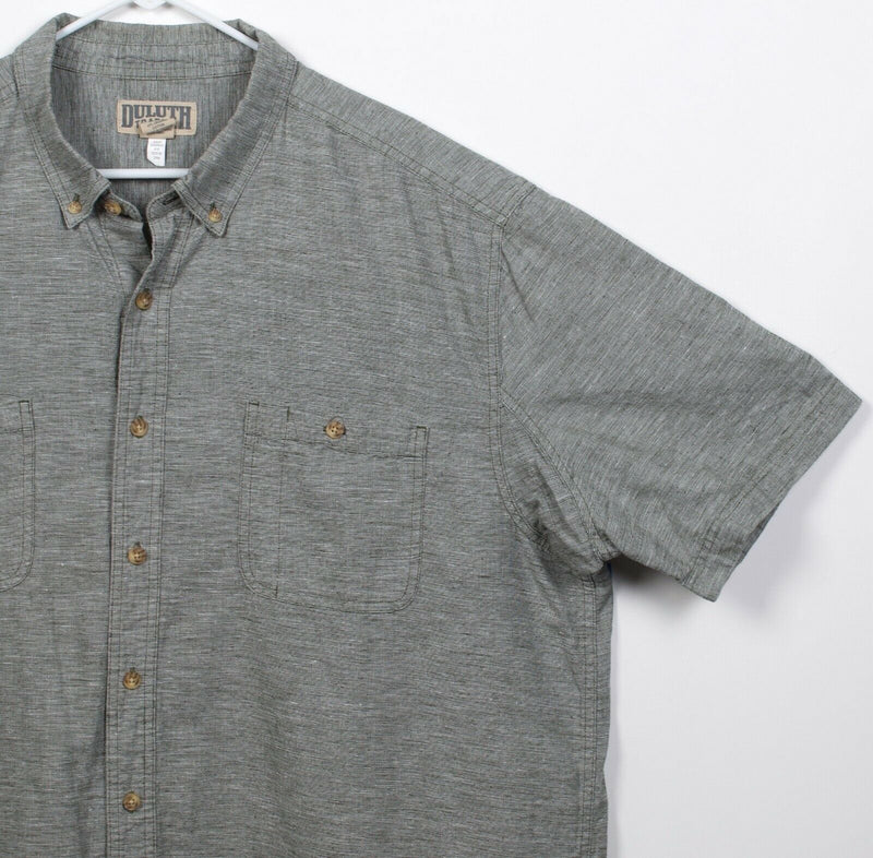 Duluth Trading Co Men's 2XLT Hemp Organic Cotton Blend Gray Button-Down Shirt