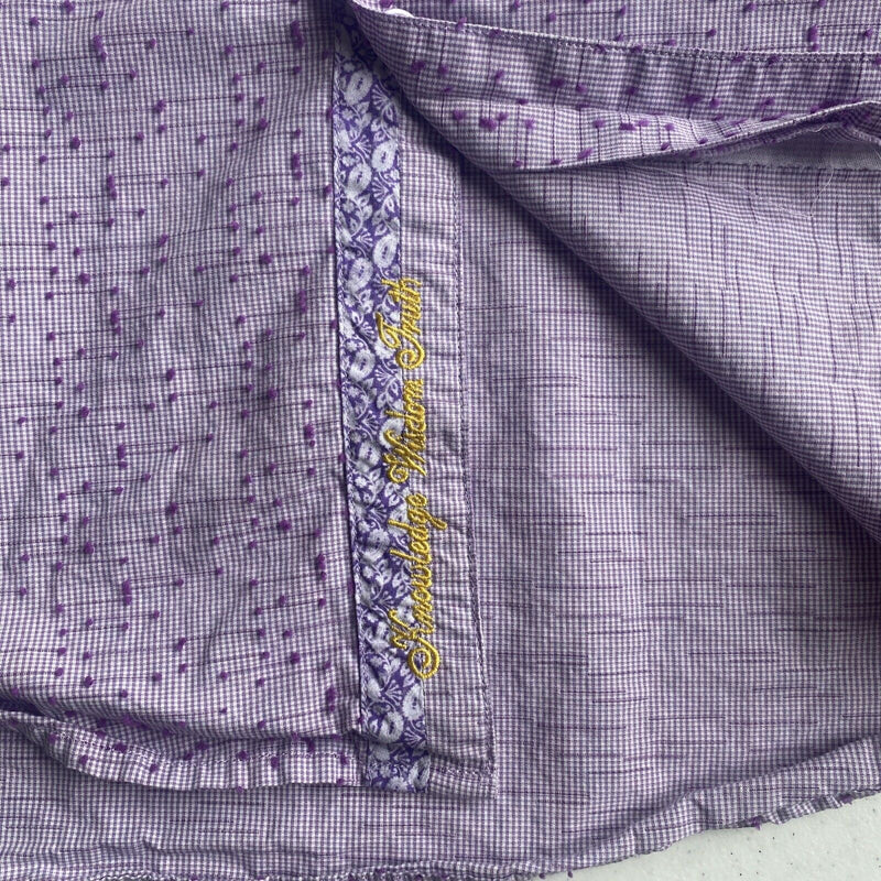 Robert Graham Men's Large Classic Fit Flip Cuff Purple Textured Stitch Shirt