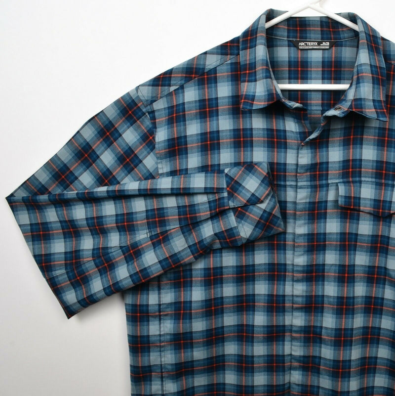 Arc'teryx Men's XL Snap-Front Blue Plaid Hiking Travel Long Sleeve Flannel Shirt