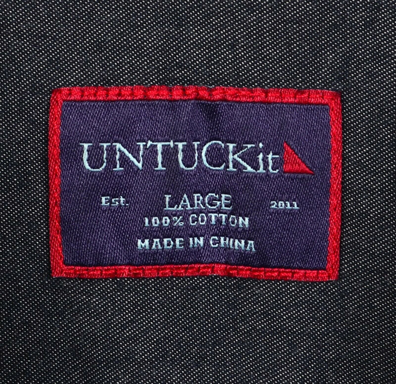 UNTUCKit Men's Large Solid Gray Long Sleeve Casual Button-Front Shirt