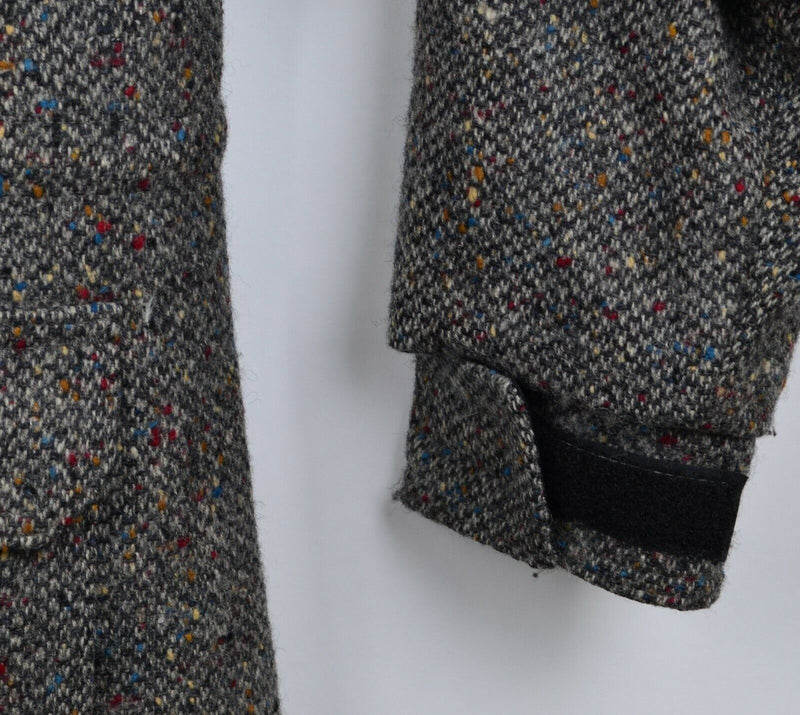 Vintage 80s Woolrich Women's Medium Wool Blend Tweed Gray Snap Zip Jacket