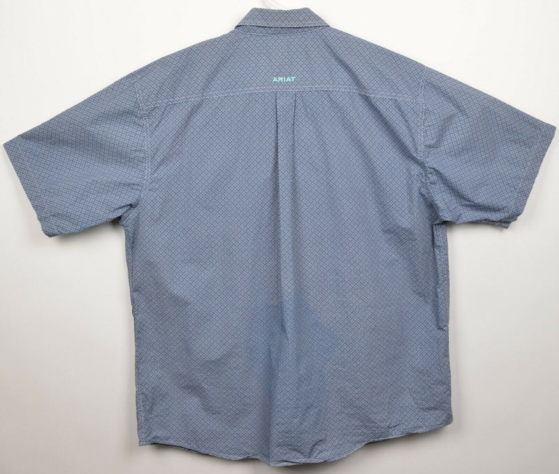 Ariat Men's XL Blue Geometric Diamond Western Rodeo S/S Button-Down Shirt