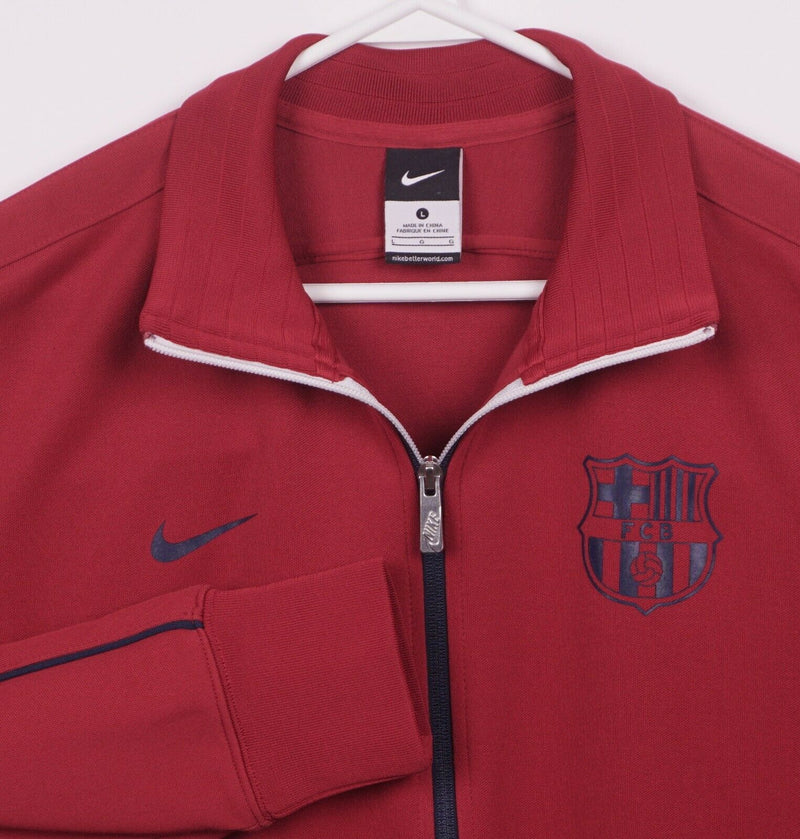 FC Barcelona Nike Men's Large Barca Maroon Red Full Zip Warm-Up Soccer Jacket