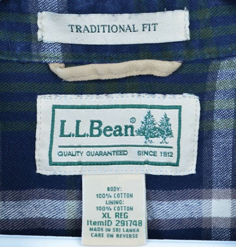 L.L. Bean Men's XL Flannel-Lined Hurricane Khaki Canvas Work Button-Front Shirt