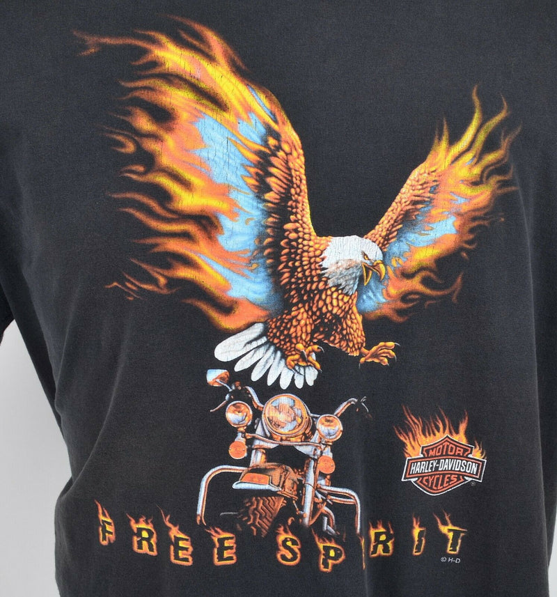 Vintage Harley-Davidson Men's 2XL Eagle Flames Free Spirit Cancun Biker T-Shirt