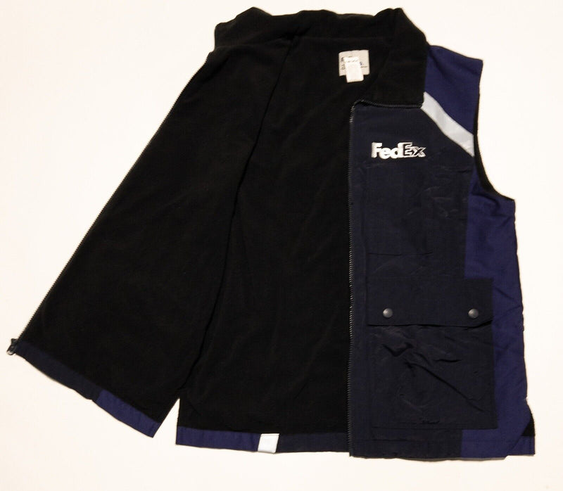 FedEx Stan Herman Vest Men's Medium Full Zip Purple Black Reflective Logo