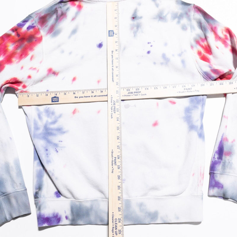 Nike Tie Dye Hoodie Adult Small Pullover Sweatshirt Club Fleece White Purple Red