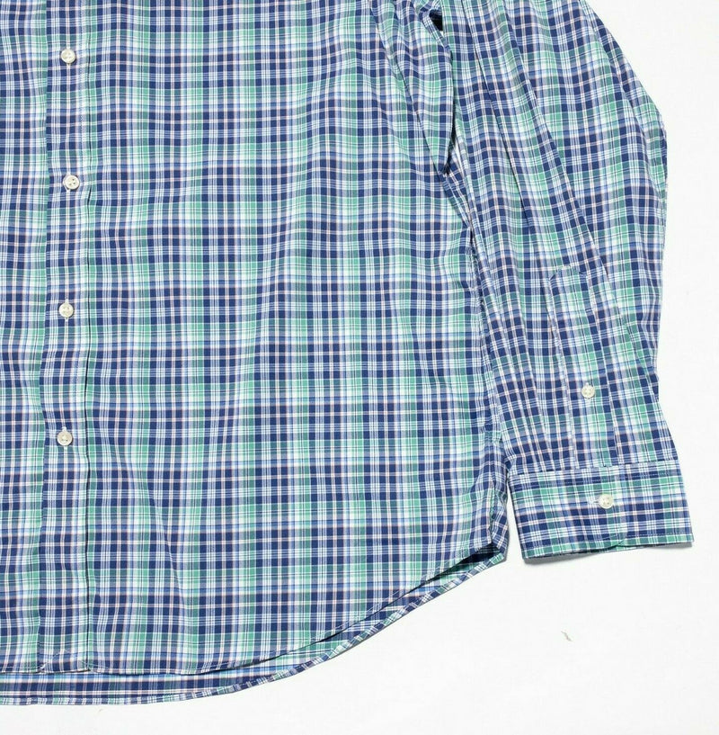 Polo Ralph Lauren Performance Shirt Nylon Wicking Green Blue Plaid Men's 2XL