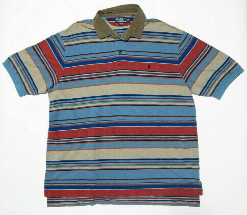 Polo Ralph Lauren 3XLT Men Polo Shirt Multi-Color Striped Blue Red Short Sleeve