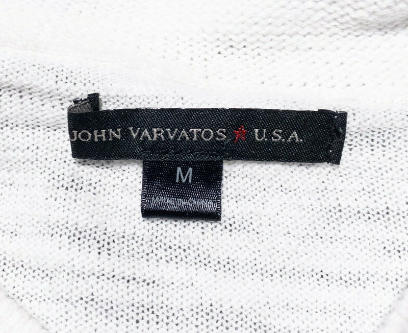 John Varvatos Linen Blend White Lightweight Hoodie Peace Sign Logo Men's Medium