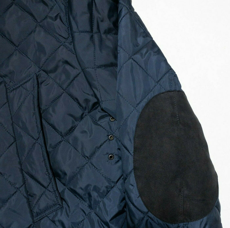 Cole Haan Men's Large Navy Blue Corduroy Collar Quilt Barn Coat Field Jacket