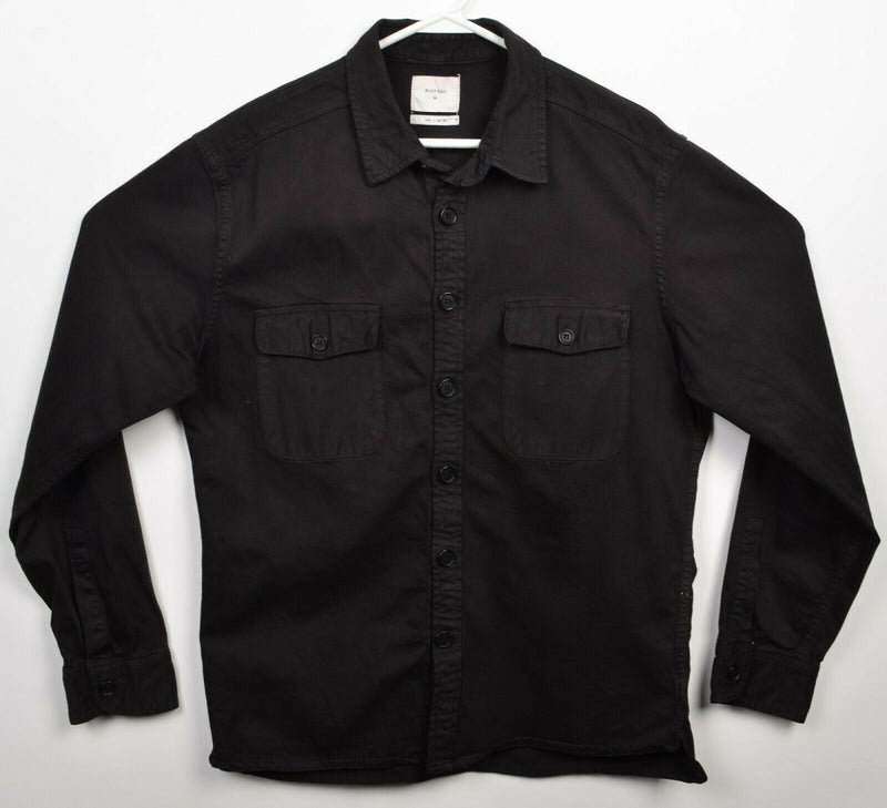 Billy Reid Men's Medium Solid Black Made in USA Cotton Blend Button-Front Shirt