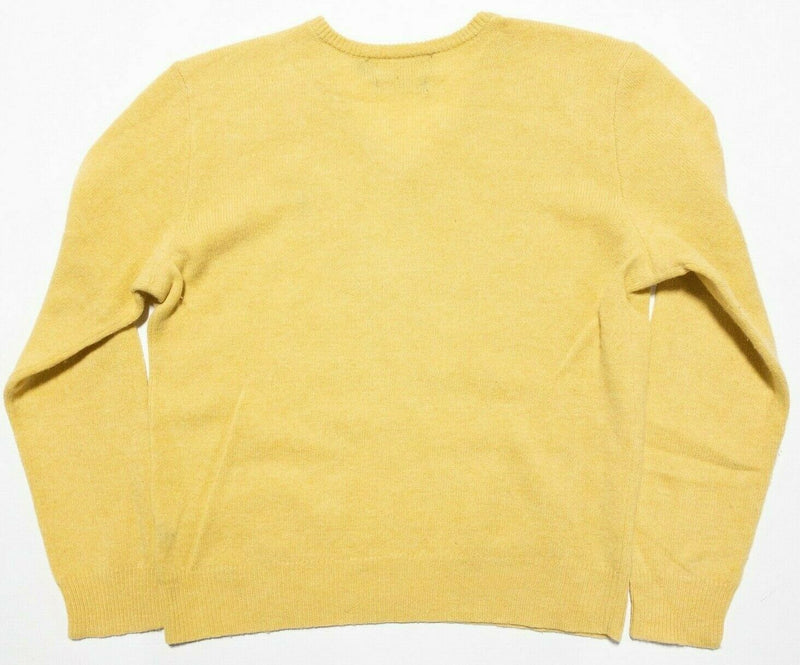 Polo Ralph Lauren Men's Medium 100% Lambswool Solid Yellow Knit V-Neck Sweater