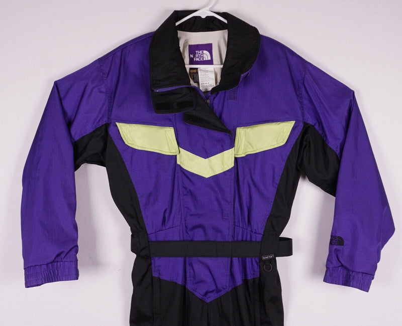 Vintage 90s The North Face Women's 8 Gore-Tex Purple Neon Colorblock Ski Suit