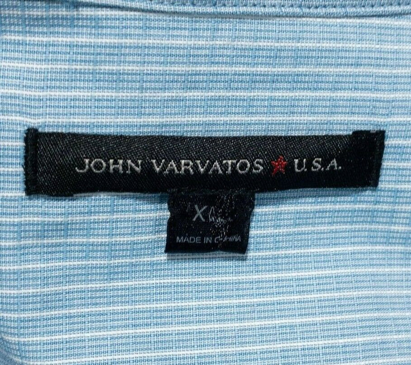 John Varvatos Button Shirt XL Men's Light Blue Striped Short Sleeve USA Designer