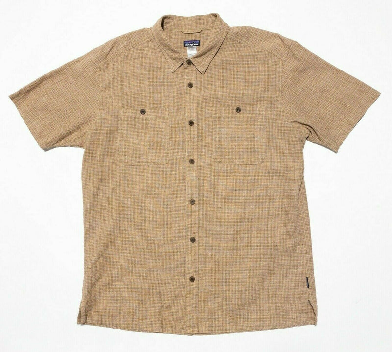 Patagonia Men's Migration Hemp Shirt Large Brown Short Sleeve Button-Front