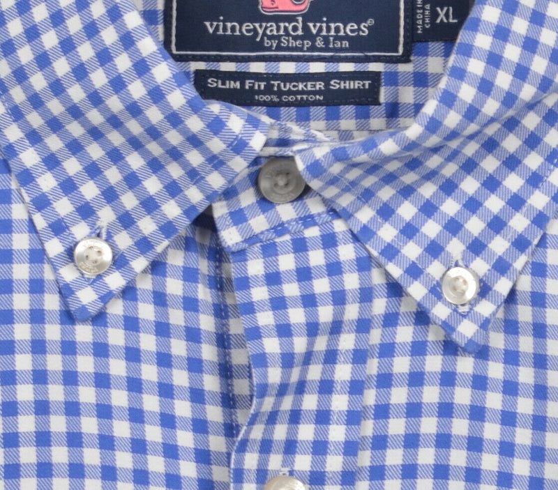 Vineyard Vines Men's XL Slim Fit Tucker Blue Shepherd Check Whale Button Shirt