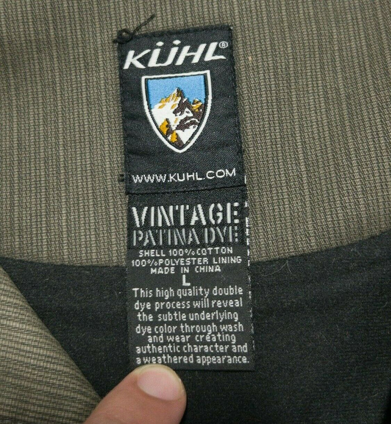 Kuhl Men's Large Vintage Patina Dye Olive Green Fleece Lined Full Zip Jacket