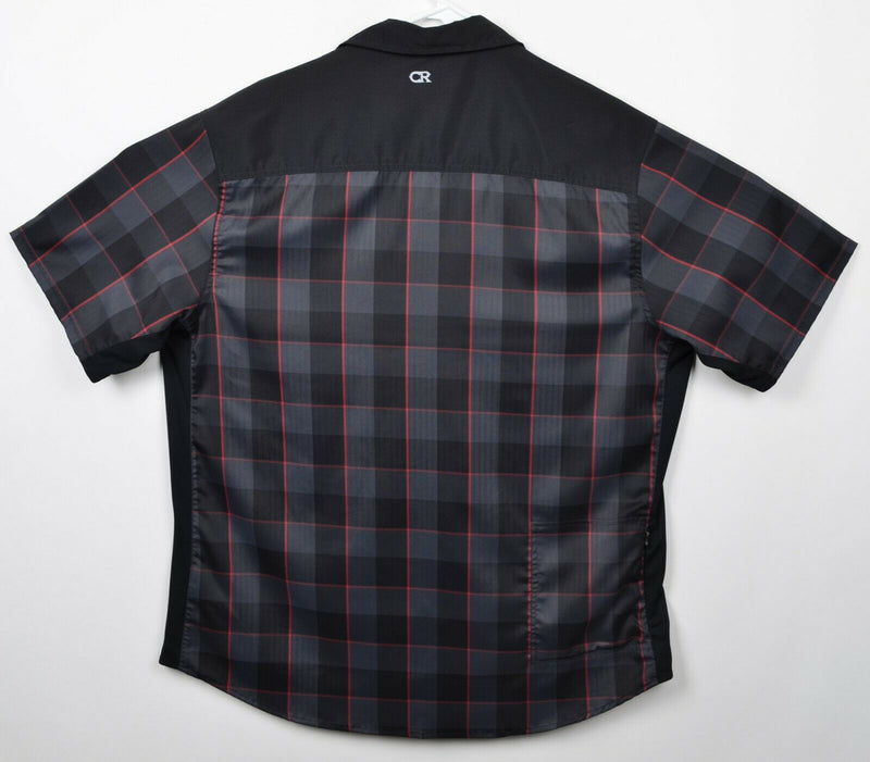 Club Ride Men's Sz XL Pearl Snap Black Red Plaid Cycling Western Shirt Jersey