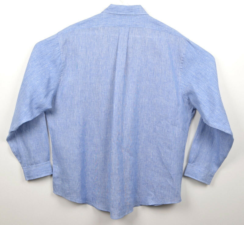 Brooks Brothers Men's Sz 2XL 100% Irish Linen Blue Regent Button-Down Shirt