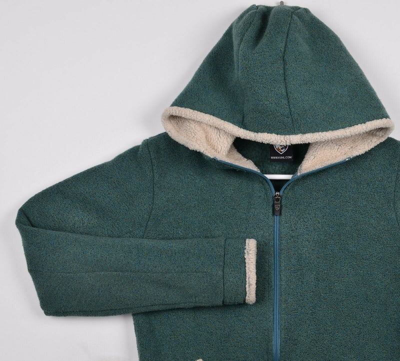 Kuhl Women's Small Alfpaca Fleece Full Zip Hooded Green Fleece Jacket