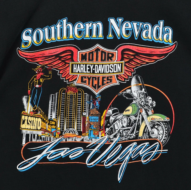 Harley-Davidson Men's XL? Las Vegas Flames Pocket Black Vintage 90s T-Shirt