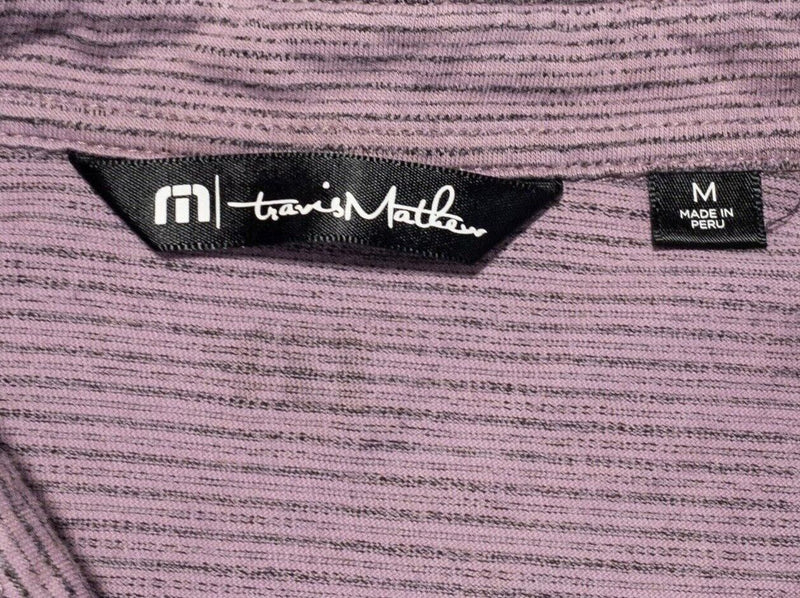 Travis Mathew Polo Medium Mens Golf Shirt Purple Striped Wicking Stretch Matthew