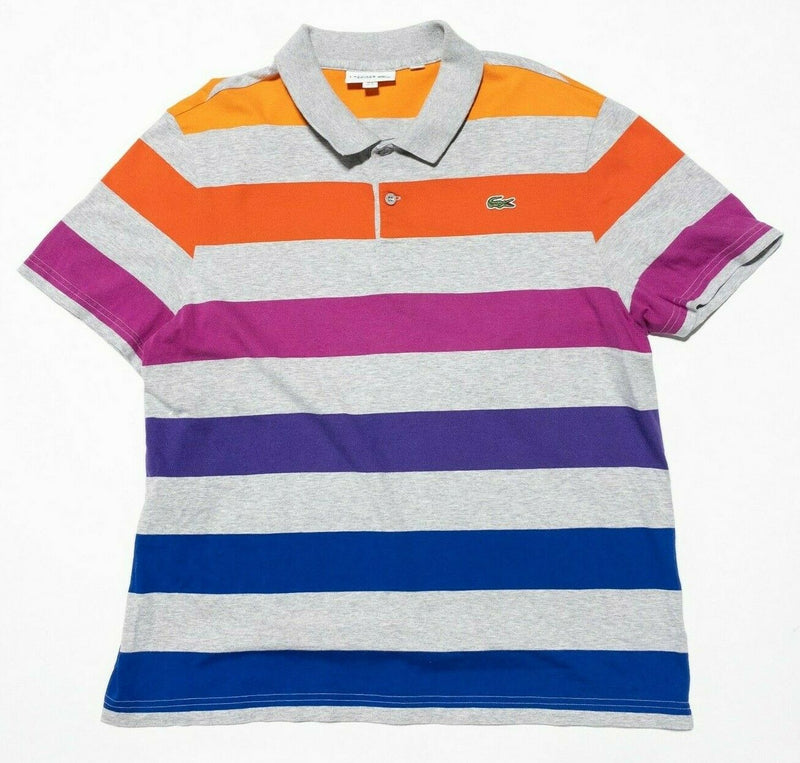 Lacoste Sport 6 (XL) Men's Polo Shirt Multi-Color Striped Orange Blue Purple