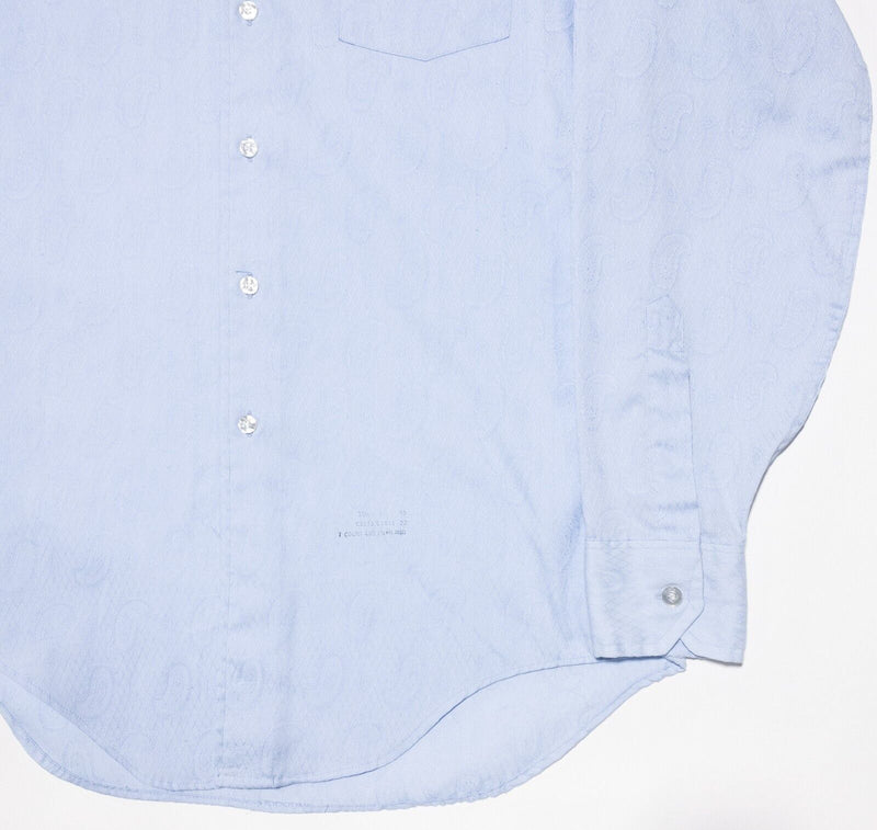 ENRO Men's Dress Shirt 15.5 Men's Paisley Vintage 60s 70s Blue Mr. Tall