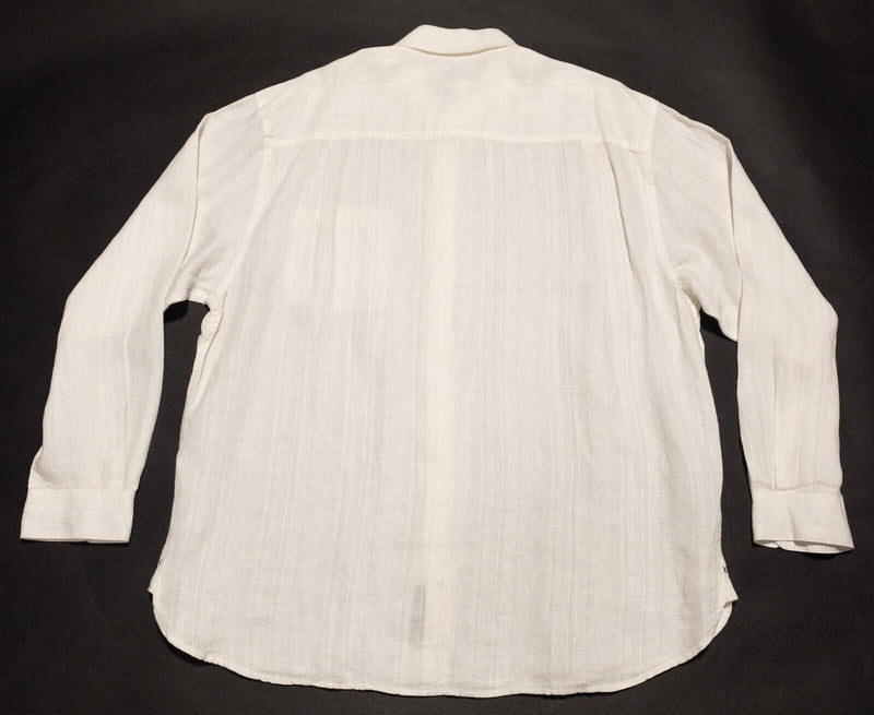 The Territory Ahead Linen Shirt Men's 2XL Long Sleeve Solid White Textured 90s