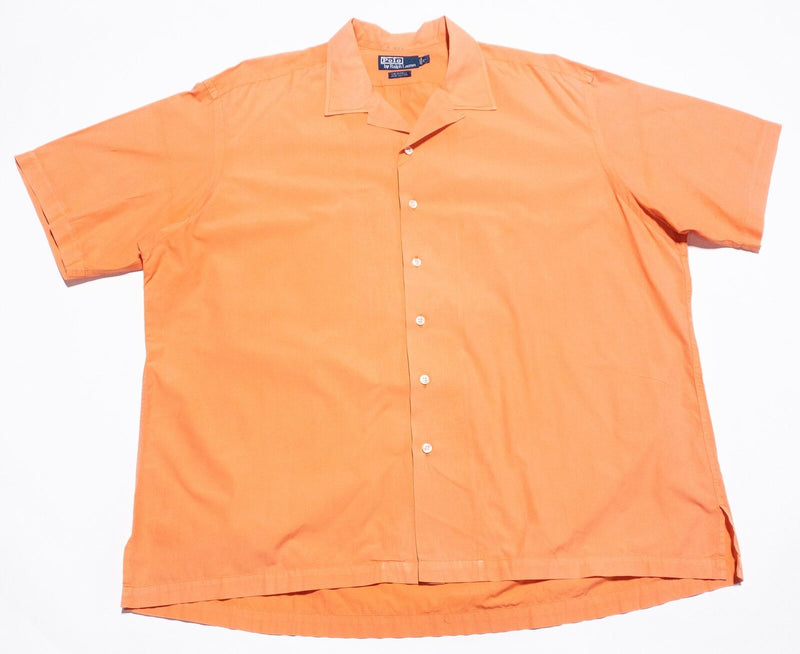Polo Ralph Lauren Caldwell Loop Collar Shirt Men's 2XL Vintage 90s Camp Orange