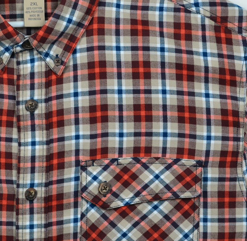 Duluth Trading Co. Men's 2XL Cotton Poly Blend Red Navy Blue Plaid Flannel Shirt