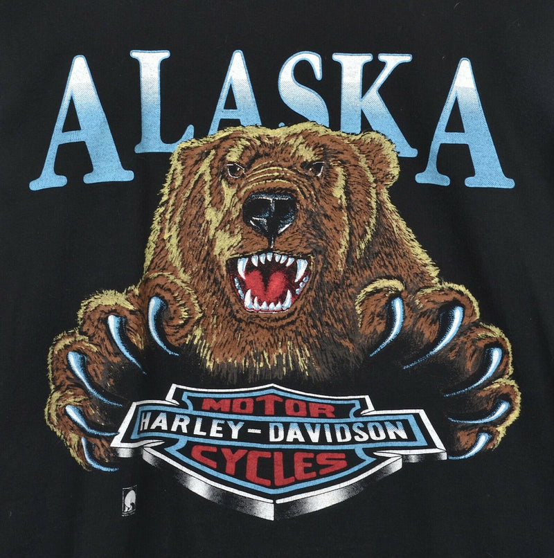 Vintage 1990s Harley-Davidson Men's Sz Medium Alaska Bear Polar 3D Logo T-Shirt