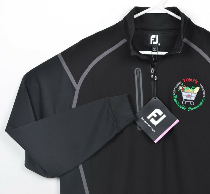 FootJoy Men's Medium Windtech Half Zip Black Charcoal Pullover FJ Golf Jacket