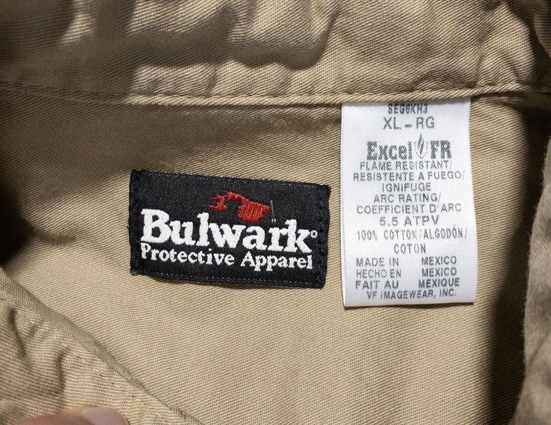 Bulwark FR Shirt XL Men's Excel Flame Resistant 5.5 APTV Long Sleeve Khaki Tan