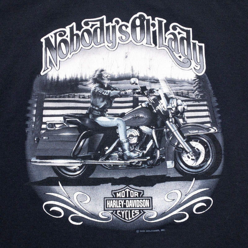 Harley-Davidson Vintage T-Shirt Men's Large 90s Nobody's Ol' Lady Biker 3D 1991