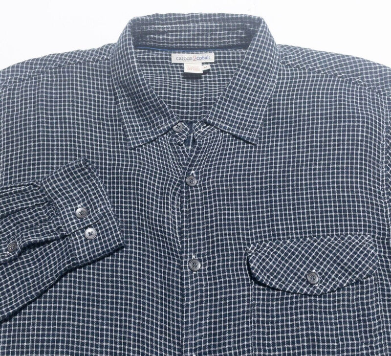 Carbon 2 Cobalt Shirt Mens Medium Long Sleeve Button-Front Woven Navy Blue Check