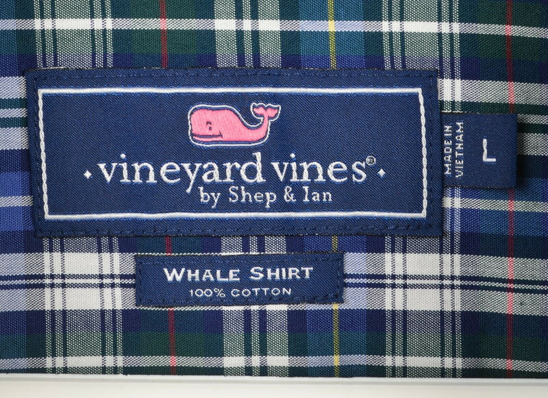 Vineyard Vines Men's Large Whale Charleston Green Tartan Plaid Button-Down Shirt