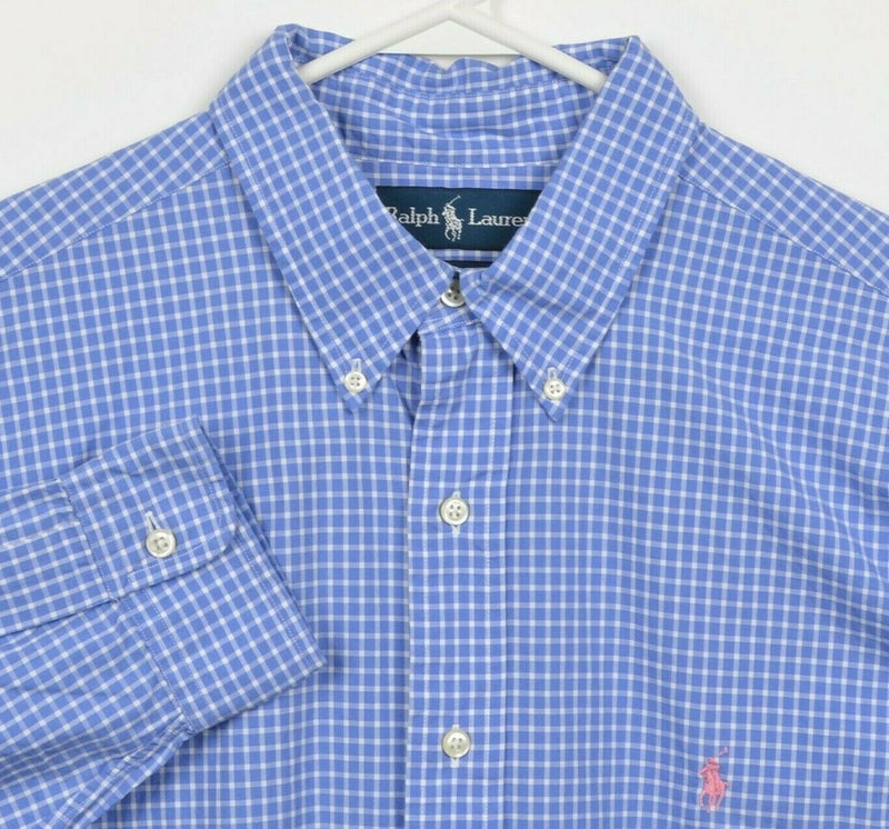 Polo Ralph Lauren Men's 17/XL Classic Fit Blue Plaid Check Button-Down Shirt