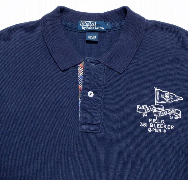 Polo Ralph Lauren Polo Shirt Large Men's PRLC Yacht Club Flag Nautical Navy Blue